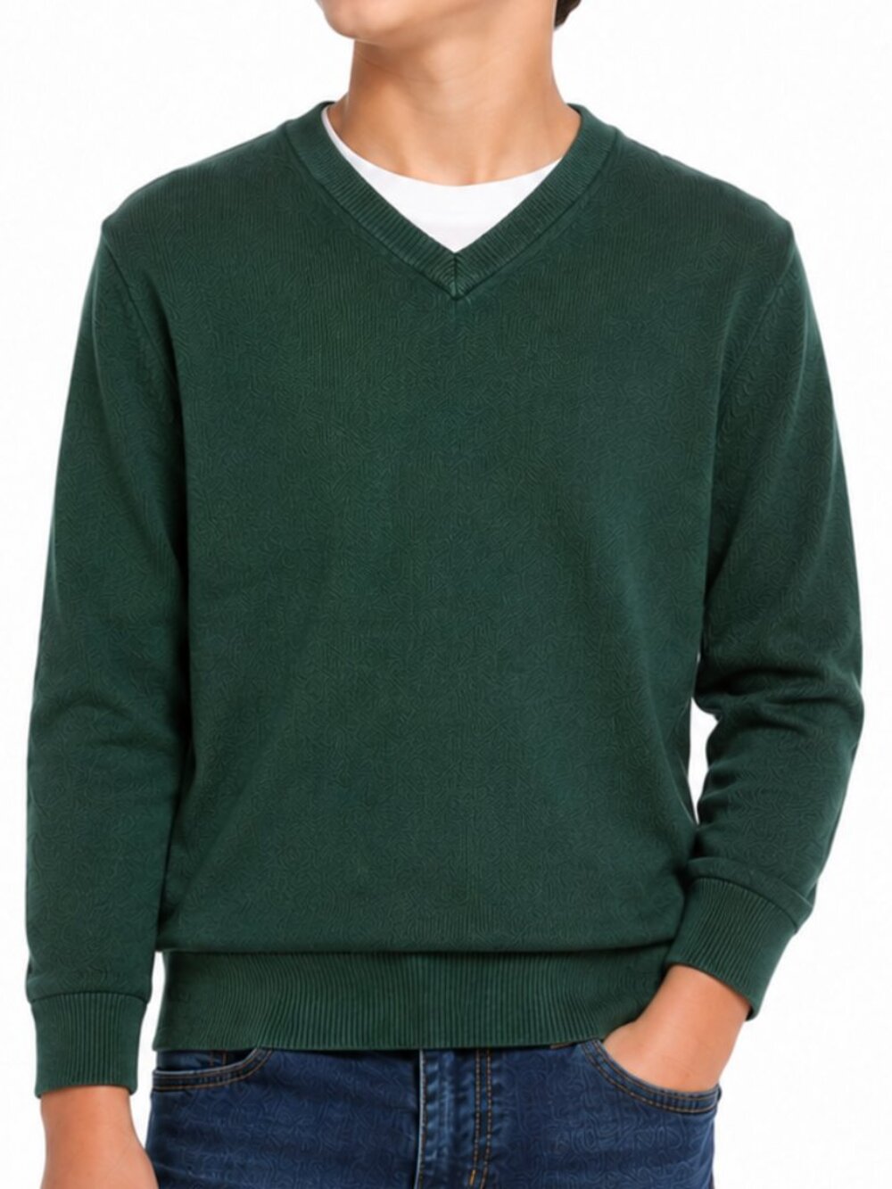 GAP Kids XL 12-13 Green V-Neck Sweater 100% Cotton Long Sleeve Pullover Layering